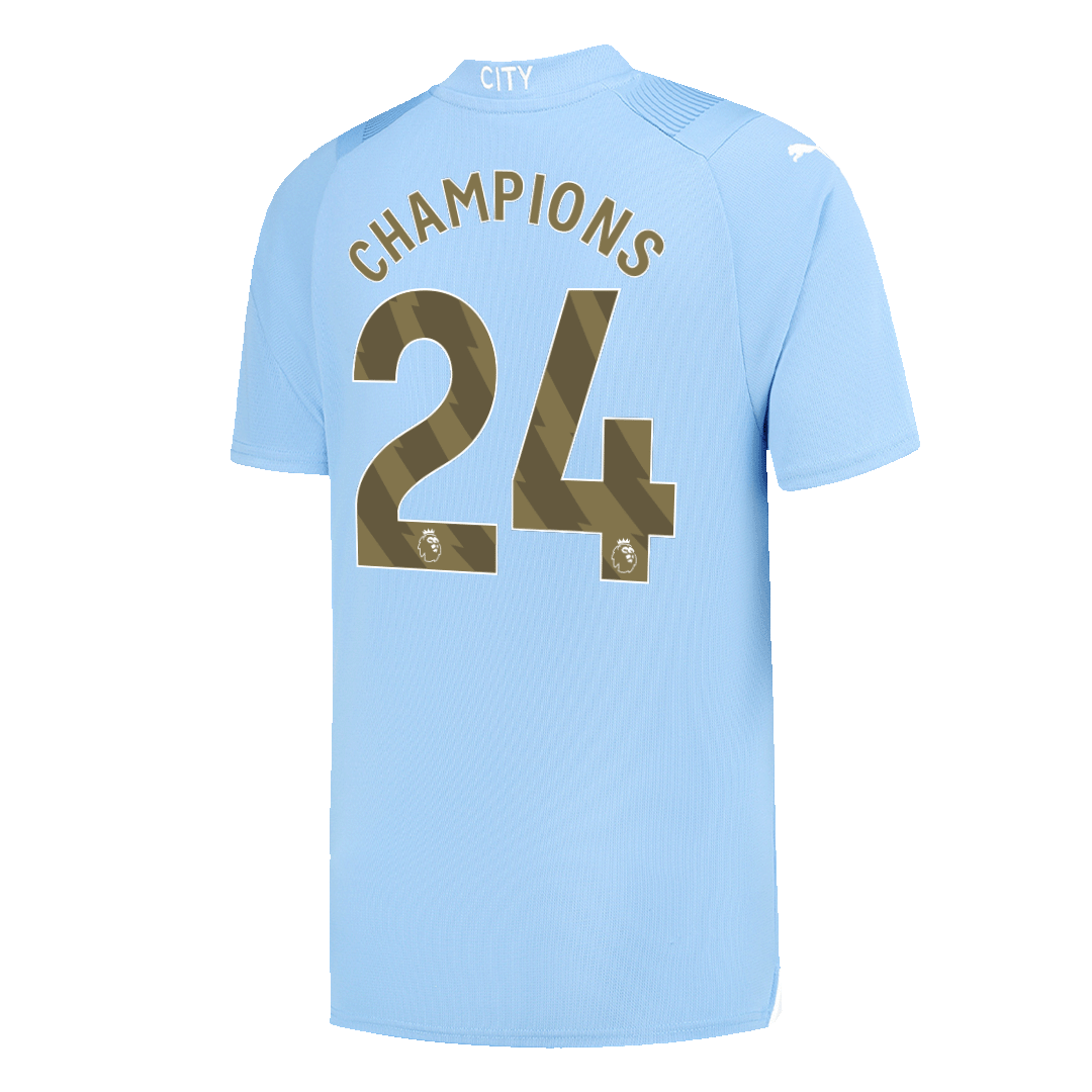 CHAMPIONS #24 Manchester City Home Soccer Jersey 2023/24Authentic Kit