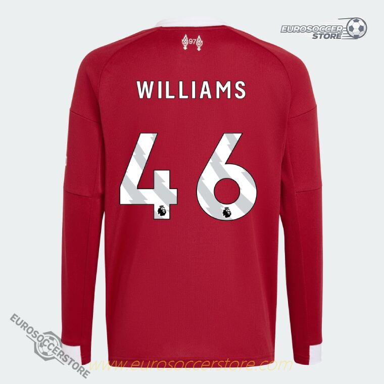 WILLIAMS 46 Liverpool Home Long Sleeve Jersey for the 25-26 season