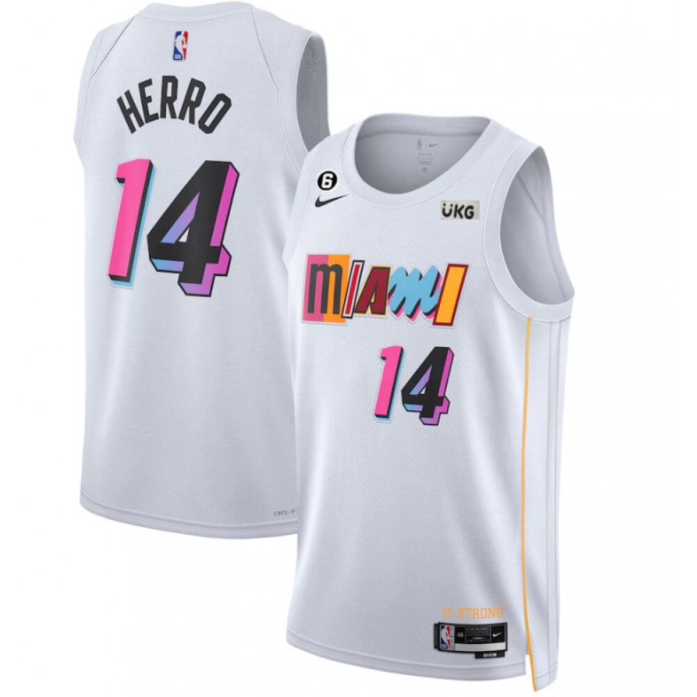 Exclusive Men's Miami Heat #14 Tyler White Basketball Jersey