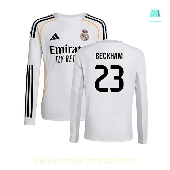 2025-2026 Real Madrid Long Sleeve Home Shirt (Kids) (Beckham 23)