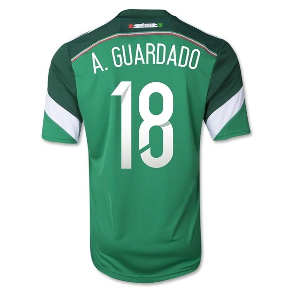 2014 Mexico 18 AGUARDADO Home Green Soccer Jersey Shirt - Official