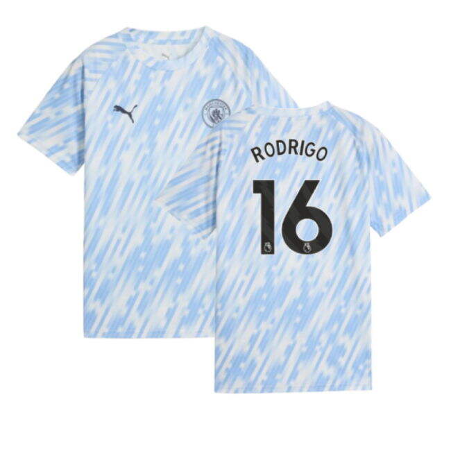 2025-2026 Man City Warm Up Jersey (Silver Sky) - Kids (Rodrigo 16)