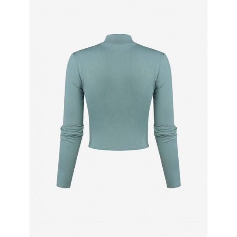 Crossover Hem Mock Neck Crop T Shirt DJ1992