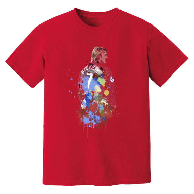 David Beckham Man United Art T-Shirt - Red (Unisex