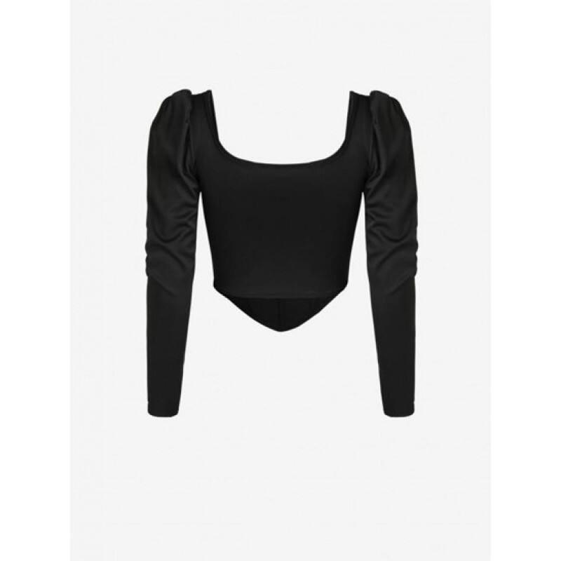 Puff Sleeve U Neck Corset Top TX8247