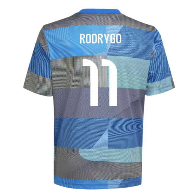 Elite 2025-2026 Real Madrid Pre-match Shirt (blue) - Kids (rodrygo 11)