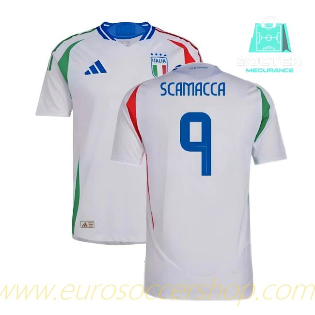 Premium 2024-2025 Season Italy Away Jersey (SCAMACCA 9)
