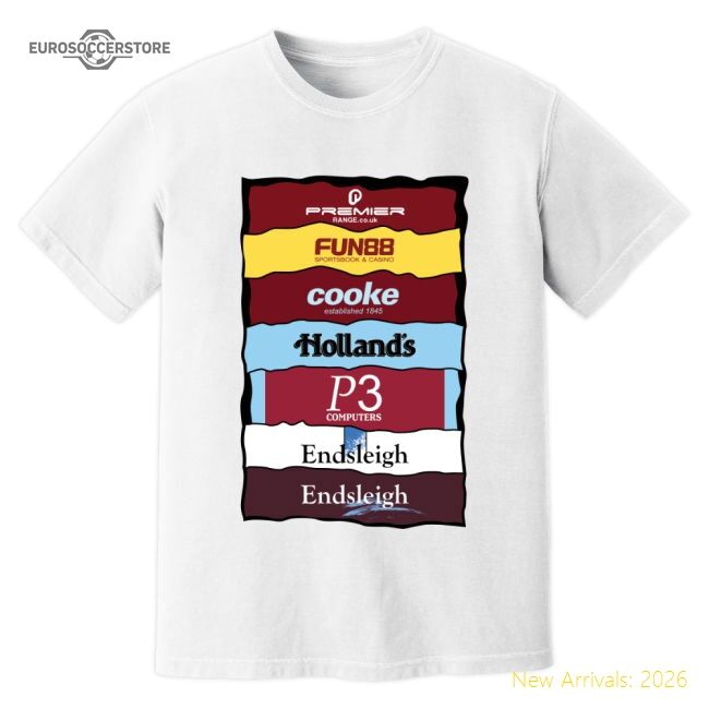 Top-grade Burnley Sponsor History T-shirt (white) - Reasonable Price