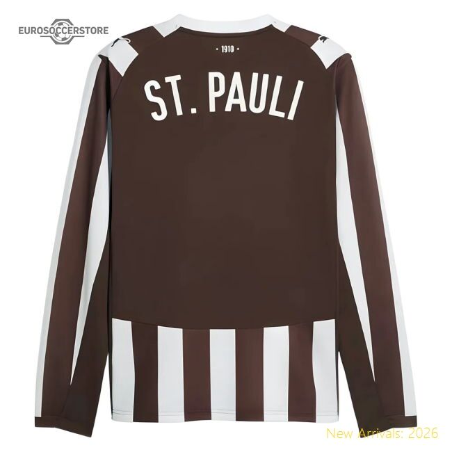 2025-2026 St Pauli Long Sleeve Home Shirt - Premium Collection