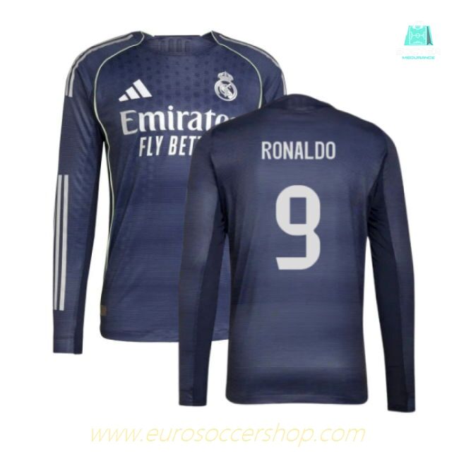 2025-2026 Real Madrid Long Sleeve Away Shirt (Ronaldo 9)