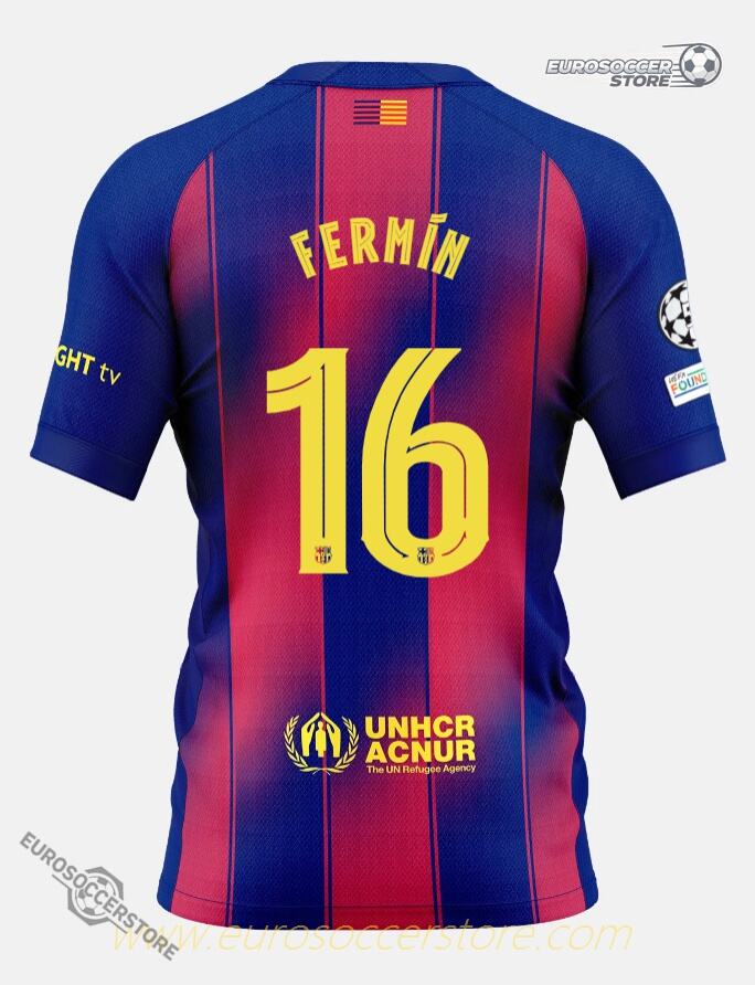 FERMÍN 16 Barcelona Home Jersey for the 25-26 Champions League Season
