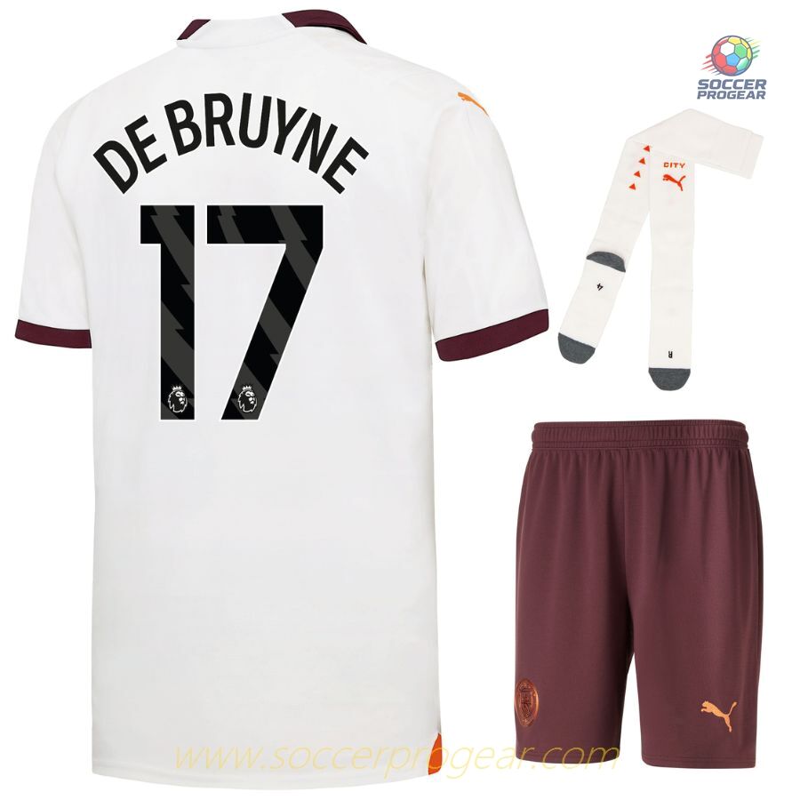 Manchester City Away Child Kit Shirt 2023 2024 De Bruyne