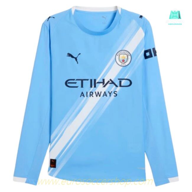2025-2026 Man City Authentic Long Sleeve Home Shirt
