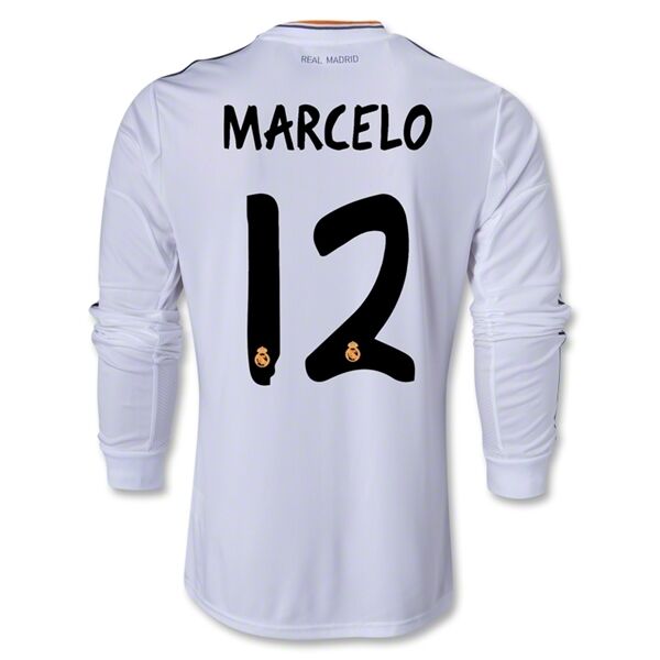 13-14 Real Madrid 12 MARCELO Home Long Sleeve Jersey Shirt - Official