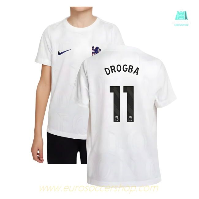 2025-2026 Chelsea Pre-Match Shirt (White) - Kids (Drogba 11)