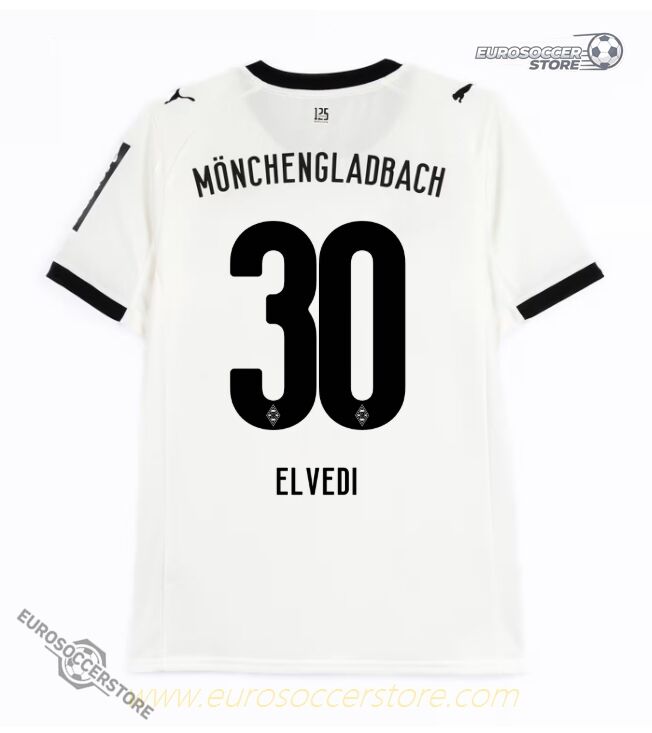 Borussia Monchengladbach's 25-26 Home Jersey, featuring ELVEDI 30.
