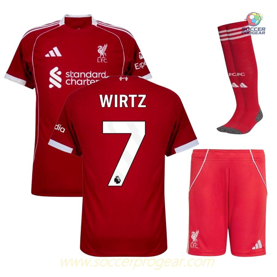 Liverpool Home Football Shirt Youth Team Jersey 2025/26 Collection Wirtz