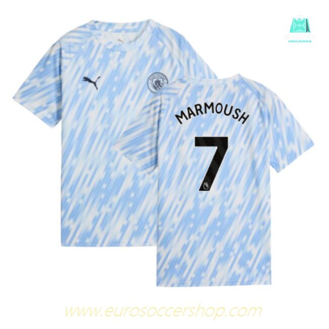 2025-2026 Man City Warm Up Jersey (Silver Sky) - Kids (Marmoush 7)