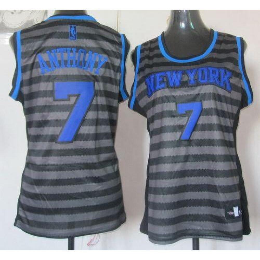 Knicks #7 Carmelo Anthony Black/Grey Women's Groove Stitched NBA Jersey