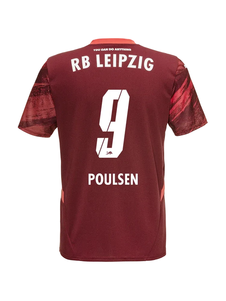 Away Jersey of RB Leipzig Featuring POULSEN 9 for the 24-25 Season