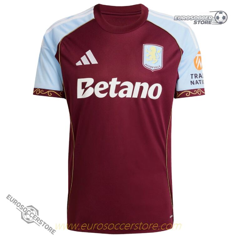 Aston Villa's 25-26 Home Jersey featuring TIELEMANS with the number 8