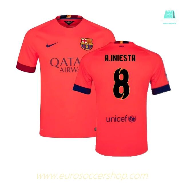 Barcelona 2014-15 Away Shirt ((Excellent) L) (A.Iniesta 8)