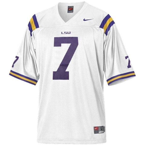 Youth Lsu Tigers #7 Tyrann Mathieu Honey Badger White V10a Jersey