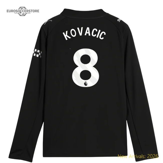 Official 2025-2026 Man City Long Sleeve Away Shirt (kids) (kovacic 8