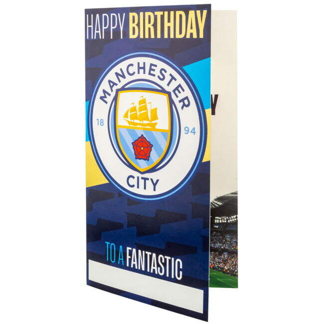 football shirt Manchester City FC Personalised Birthday Card