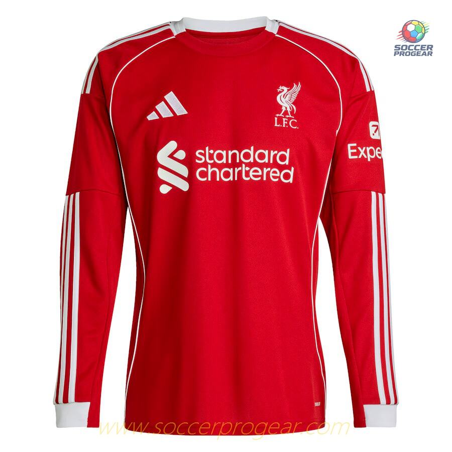 Liverpool Home Team Football Jersey 2025-26 Edition Long Sleeve Version