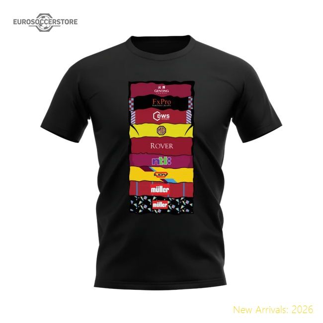 Authentic Aston Villa Shirt Sponsor History T-shirt (black) - Premium