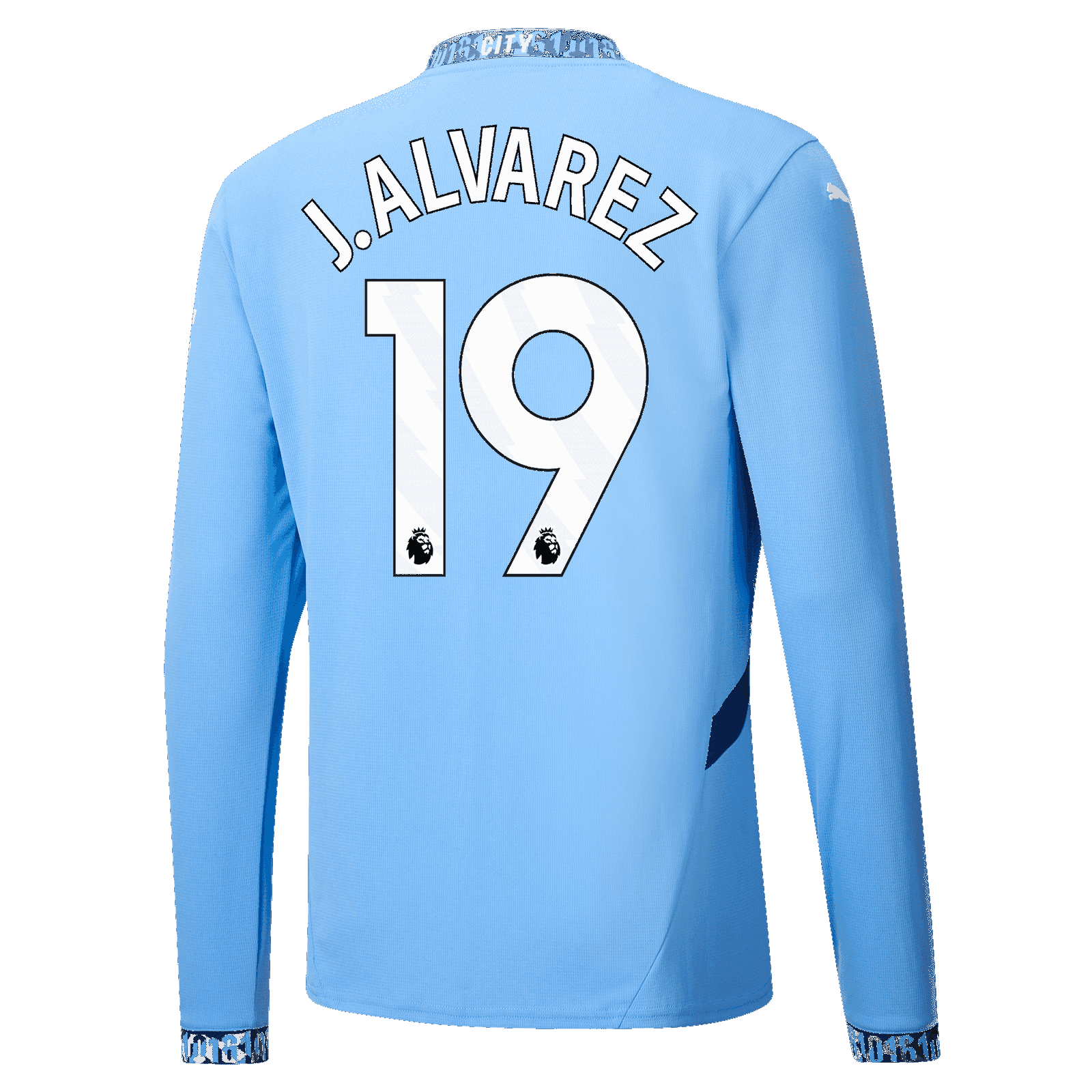 Julian Alvarez's 19 Home Long Sleeve Football Jersey for Manchester City in the 24-25 Season
