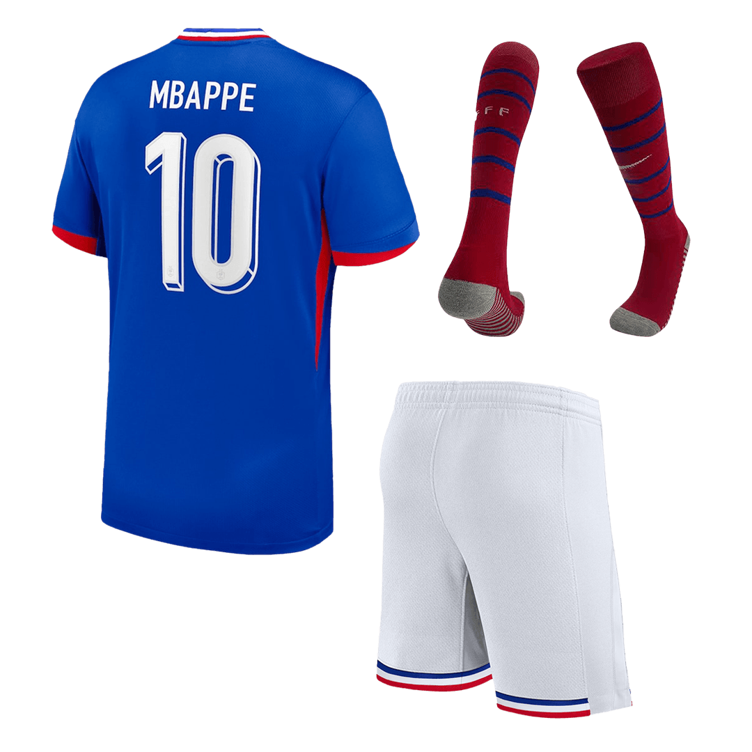 Kid's France MBAPPE #10 Home Jerseys Full Kit Euro 2024 Authentic Kit