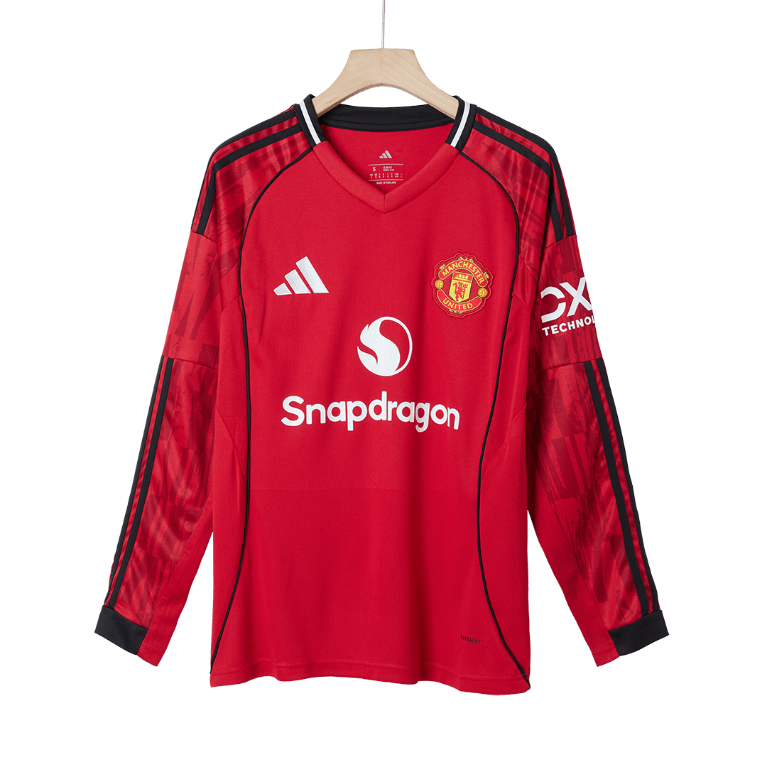 Manchester United Home Long Sleeve Soccer Jersey 2025/26