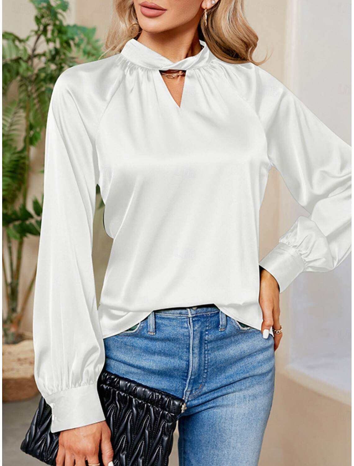 Women's Satin Shirt Blouse Party Work Ladies Stylish Long Sleeve Fall Winter