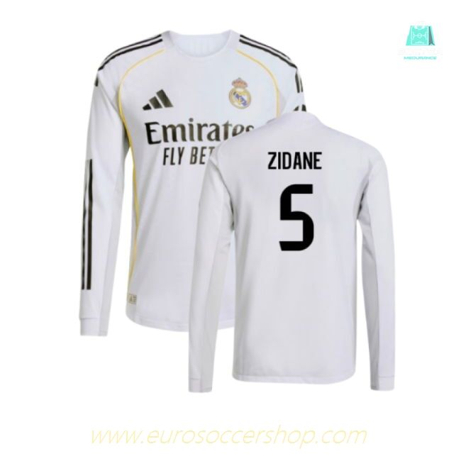 2025-2026 Real Madrid Authentic Long Sleeve Home Shirt (Zidane 5)