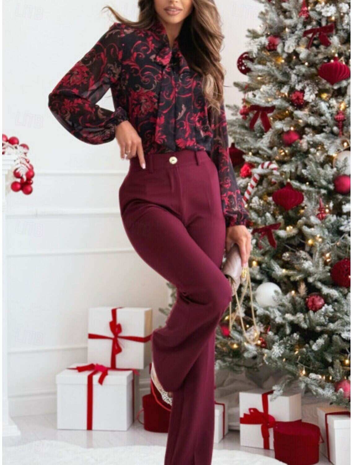 Women's Shirt Blouse Casual Floral Regular Tops Long Sleeve Turtleneck Buttons Print Regular Fit Daily Spring & Fall