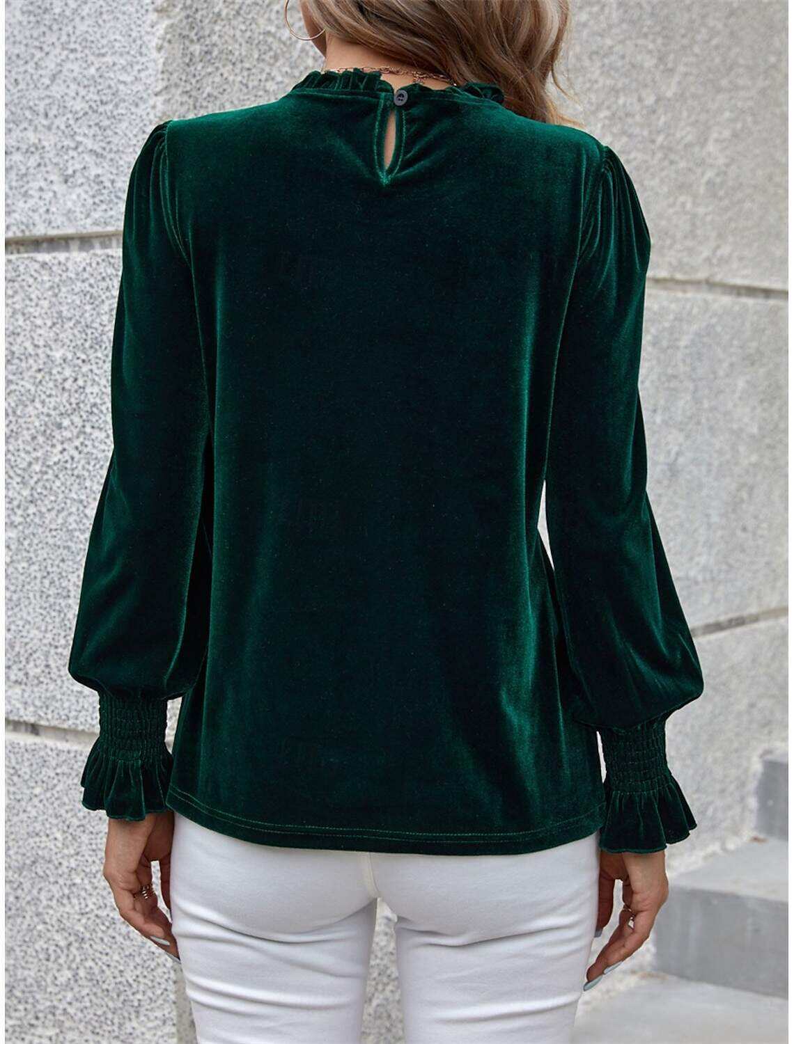 Women's Shirt Blouse Basic Casual Solid Color Regular Tops Long Sleeve Turtleneck Regular Fit Daily Fall Winter