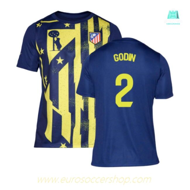 2025-2026 Atletico Madrid Pre-Match Shirt (Blue-Yellow) (Godin 2)
