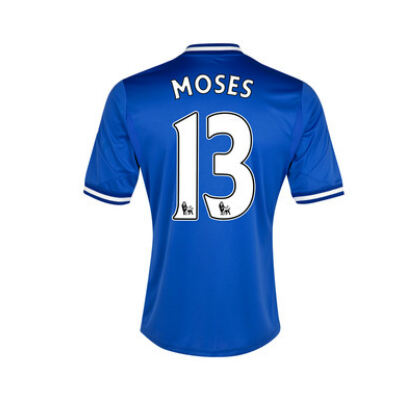 13-14 Chelsea 13 Moses Blue Home Soccer Jersey Shirt - Official