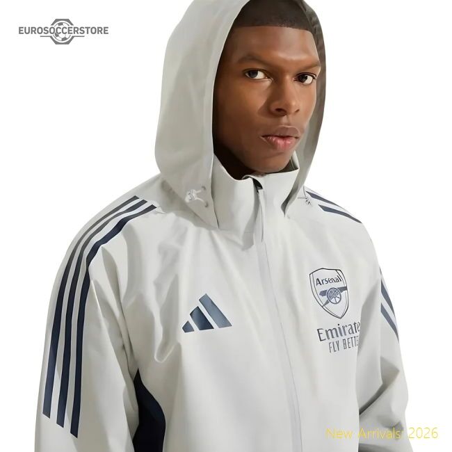 Official 2025-2026 Arsenal Rain Jacket (grey) - Premium Quality