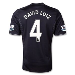 13-14 Chelsea 4 DAVID LUIZ Black Away Soccer Jersey Shirt - Official