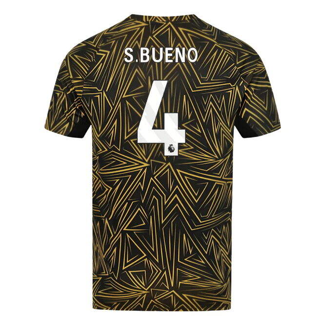 Original 2025-2026 Wolves Home Pre-Match Shirt (Black) (S.Bueno 4)