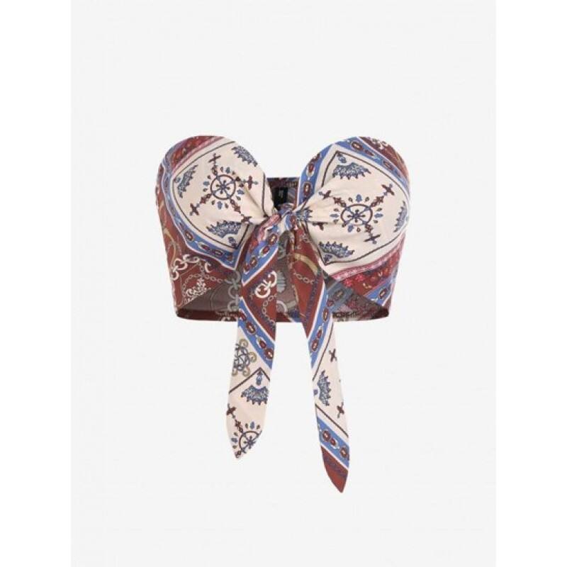 Chain Scarf Print Tie Bandeau Top AW9444