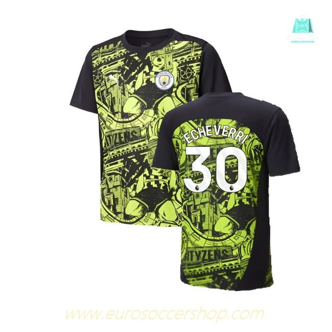 2024-2025 Man City Pre-Match Shirt (Yellow Glow) - Kids (Echeverri 30)
