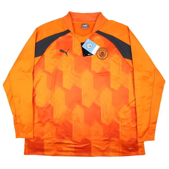 2023-2024 Man City Pre-Match LS Sweat Top (Orange) - high quality