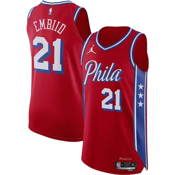 Joel Embiid PHI Authentic Authentic Jersey - Red - Licensed Product