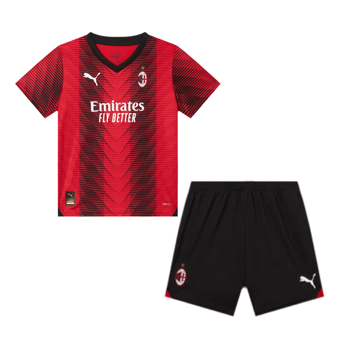Kid's AC Milan Home Soccer Jersey Kit(Jersey+Shorts) 2023/24Authentic