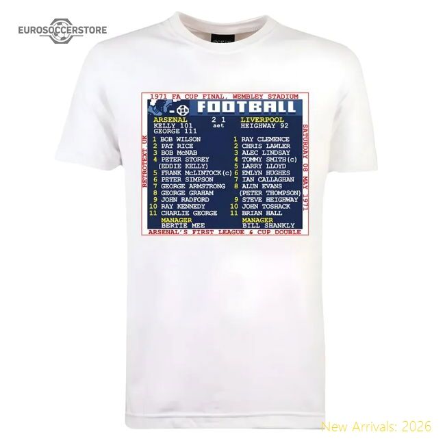 Authentic 1971 Fa Cup Final (arsenal) Retrotext T-shirt - White