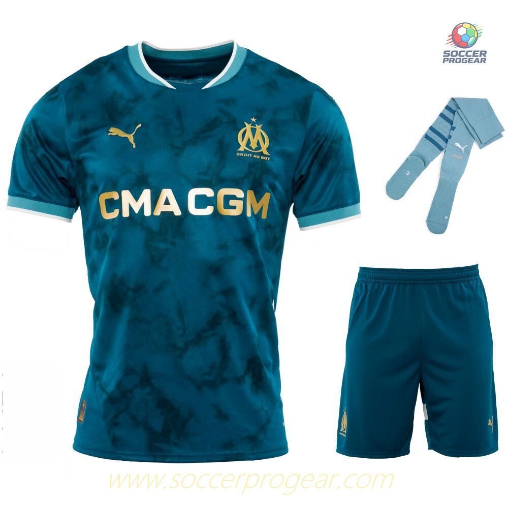 OM Away Youthren's Jersey Set Football Jersey 2024-25 Edition